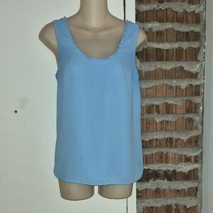 Lilly Pulitzer Blue Lined Tank Top Ruffles Size XS